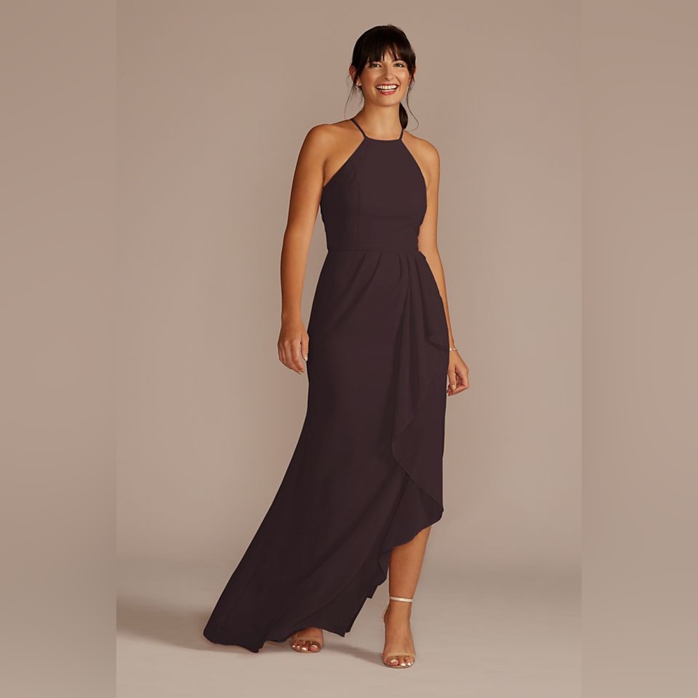 David’s bridal high neck chiffon bridesmaid dress style #31123430